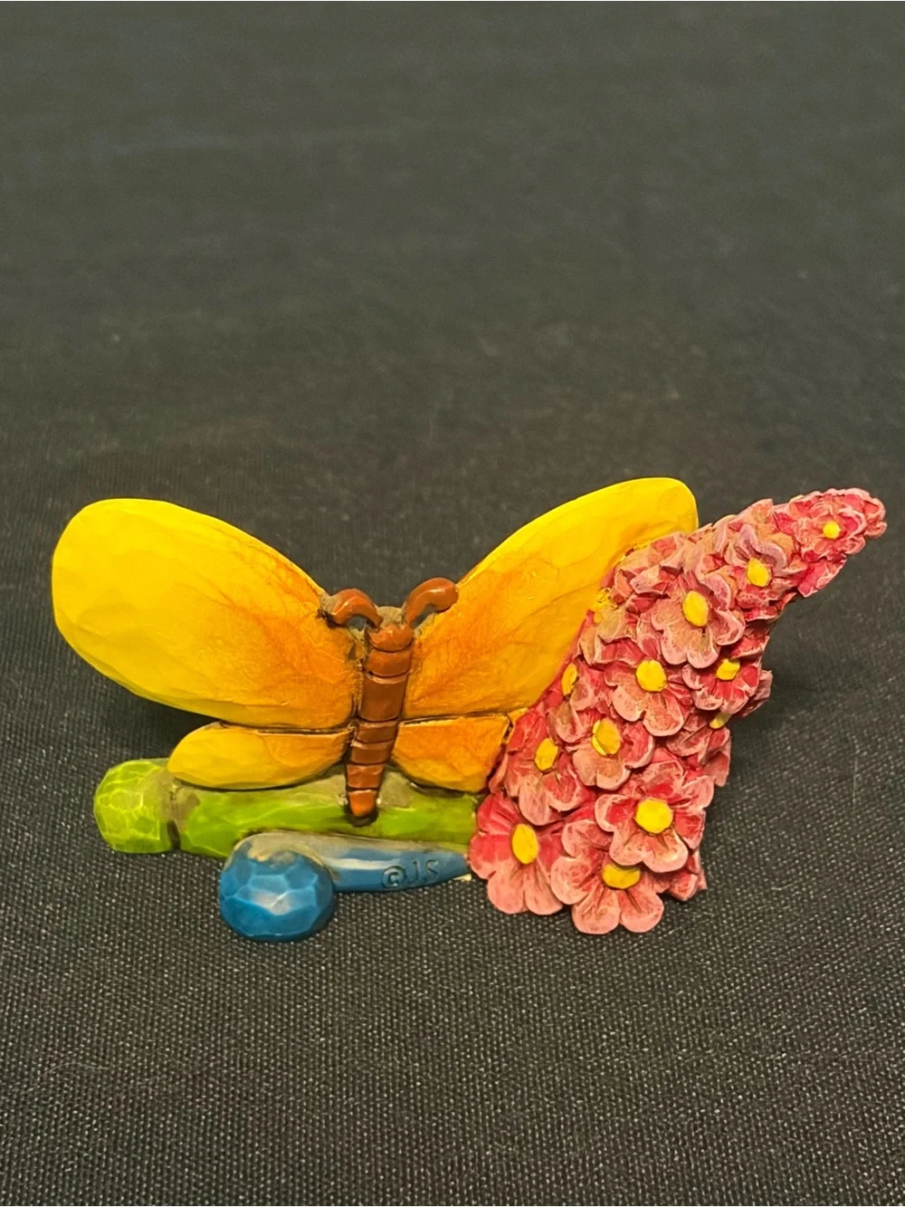 Jim Shore Small Yellow Colorful Butterfly Purple Wisteria Flowers Resin Figurine